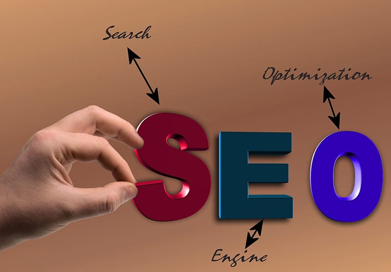Seo illustrations and a hand of the person