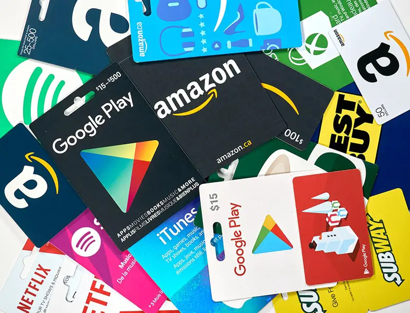 Multiple plastic gift cards from retail establishements