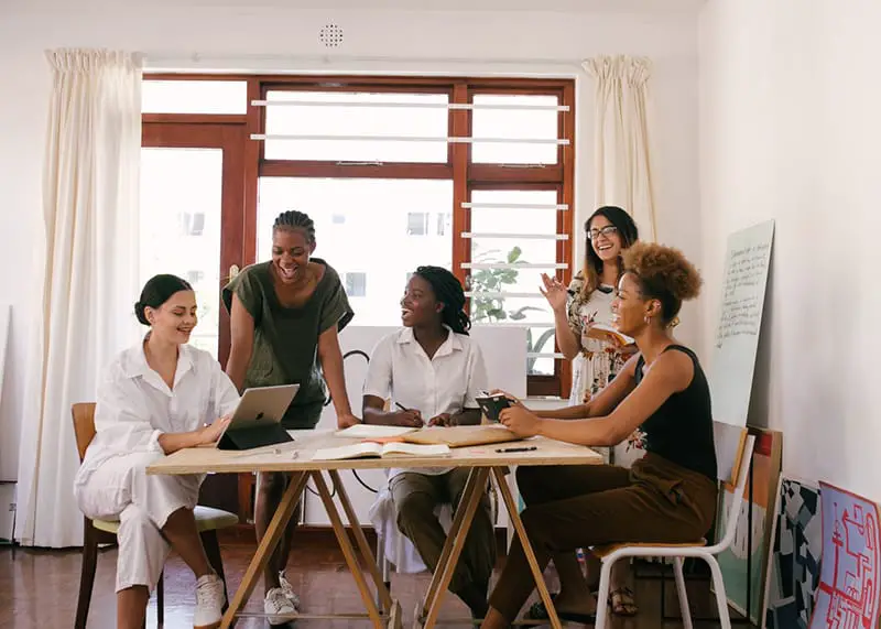 group of women having a meeting in the workplace