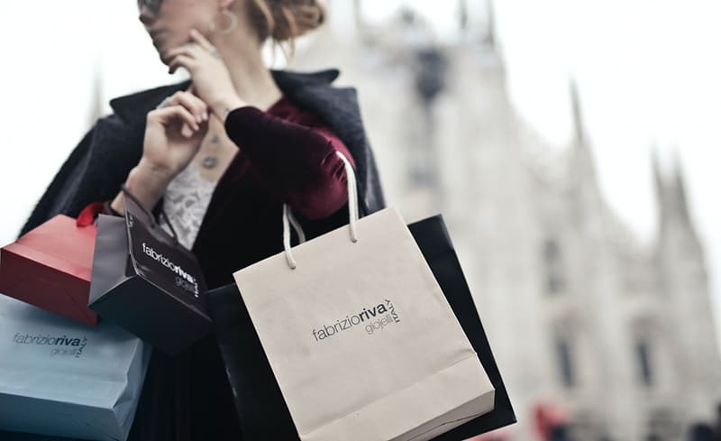 Woman with lots of shopping bags 