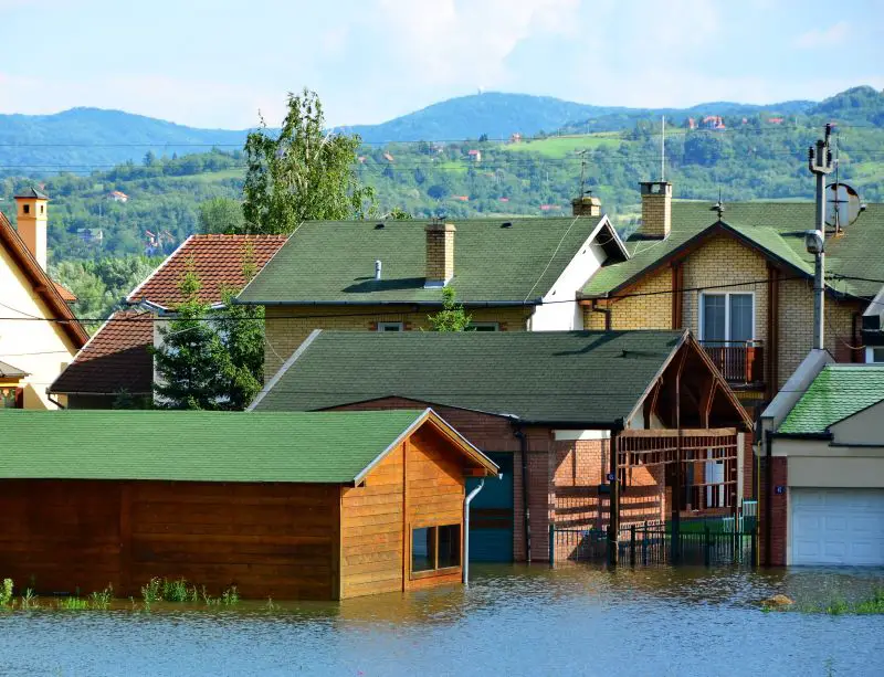Mesmerizing view of flooded houses by the river after the rains