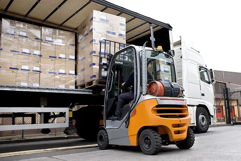 Man operating the forklift