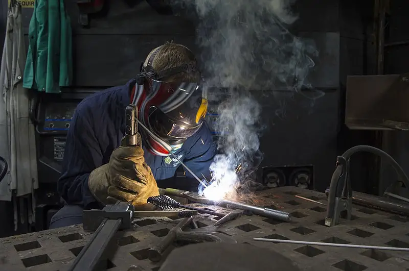 Construction worker welding