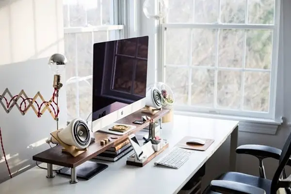 Desk next to window for good lighting