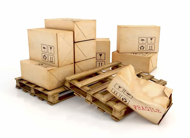 Packed boxes on a wooden pallets