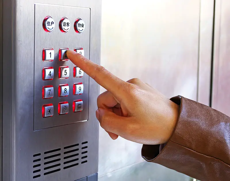 person using intercom access system