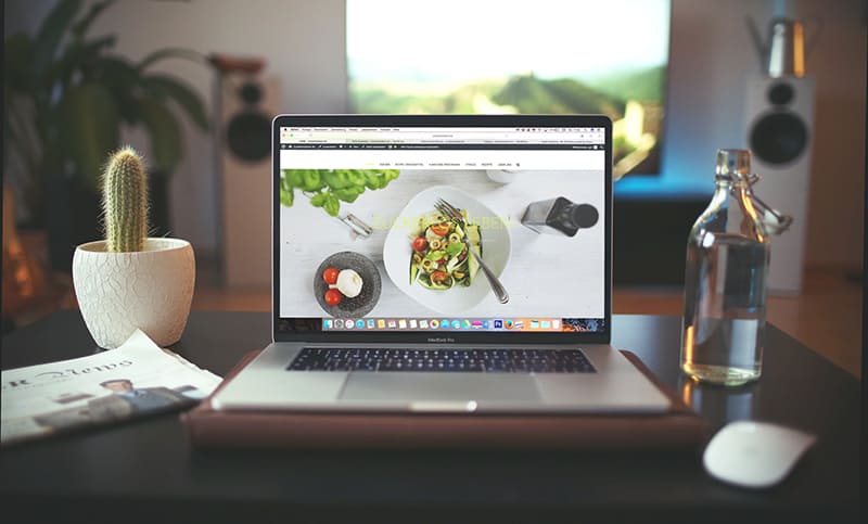 MacBook Pro showing vegetable dish photo