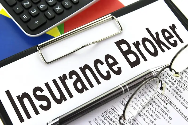 Insurance broker concept on folder clip