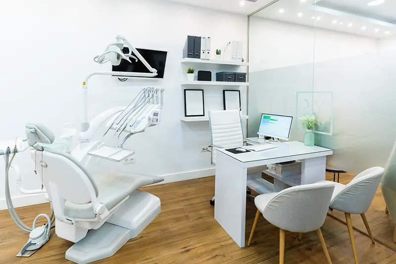 Dentist office with wooden design floor