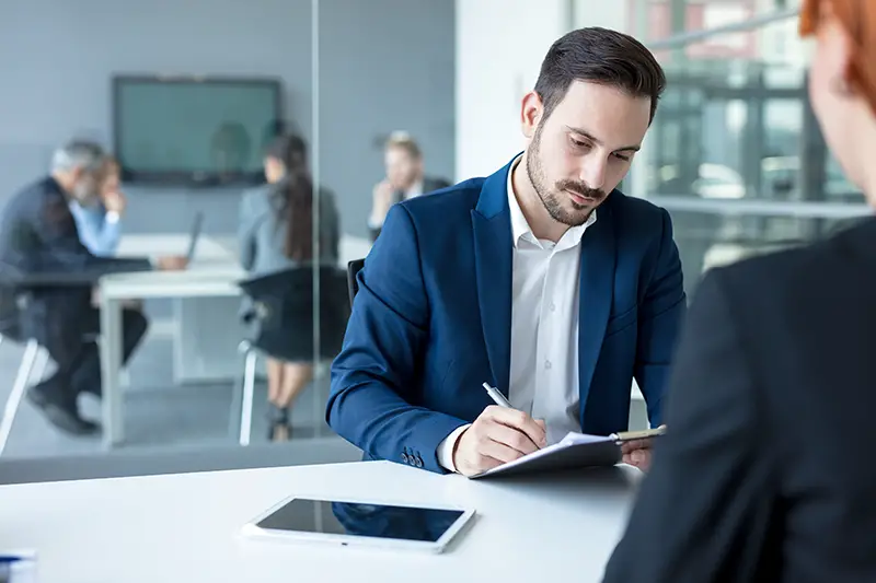 Male recruiter conducting an interview