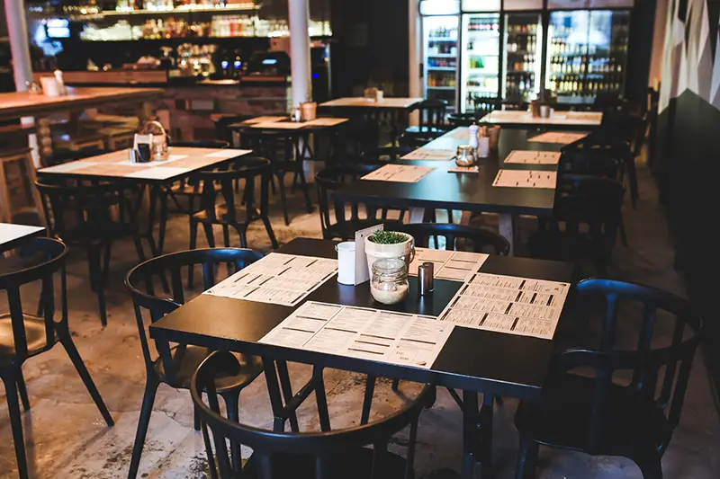 Table in vintage restaurant