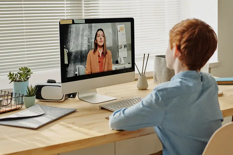 Boy sitting on front of his laptop