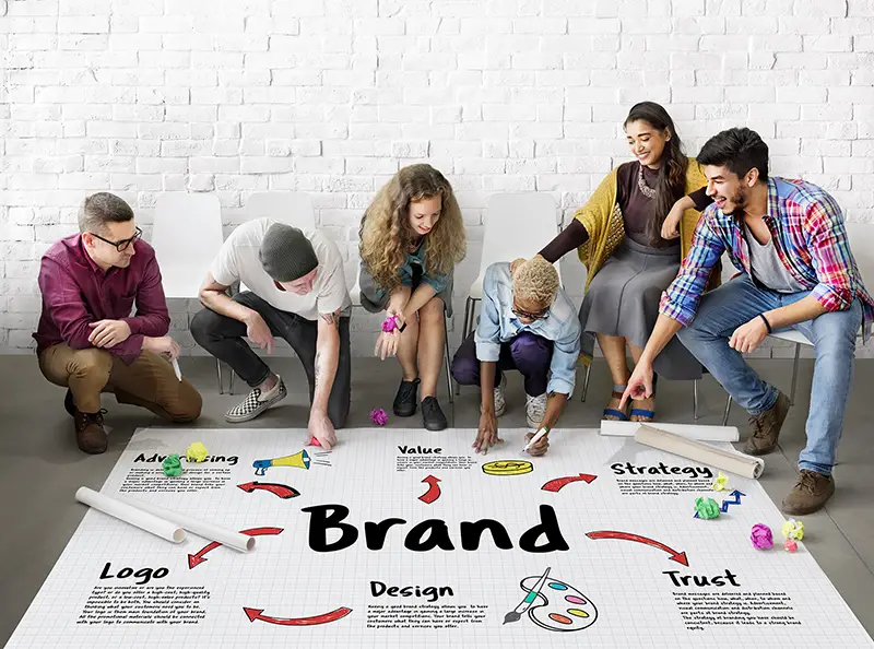 Group of people working in brand concept