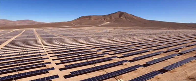 solar panels in a desert landscape