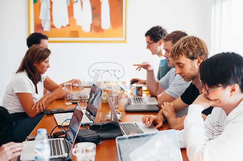 Group of people using laptops