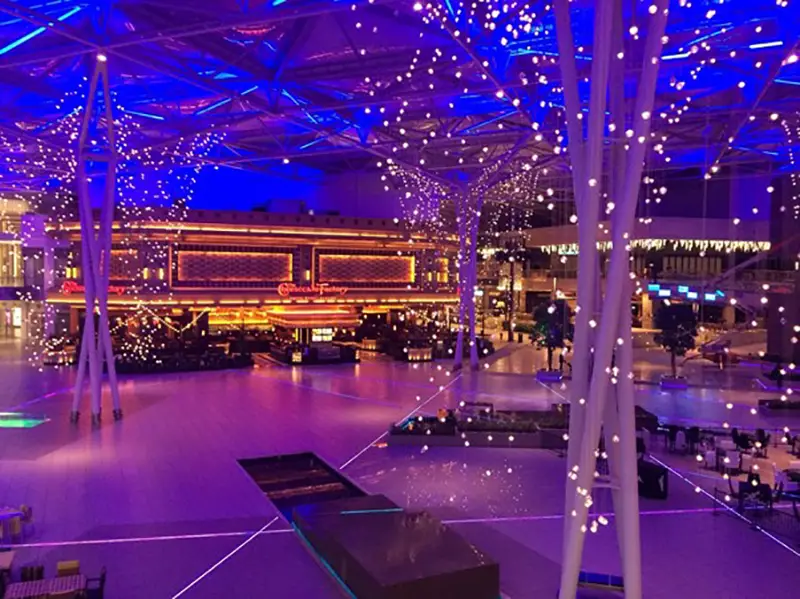 Colorful purple lights effect for an events venue
