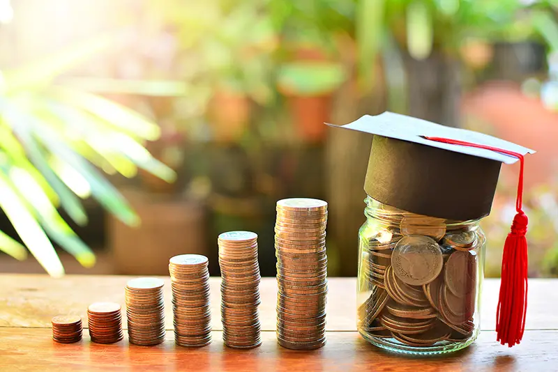 coins saving money increase investment to student loan for concept fund finance scholarship and education