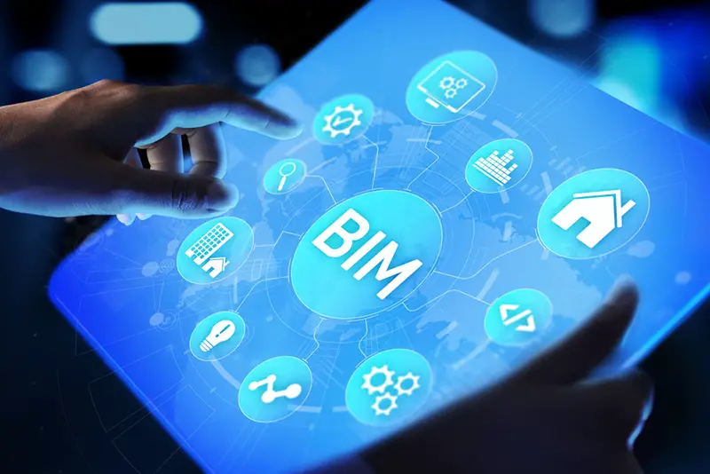 BIM Building Information Modelling Technology concept on virtual screen