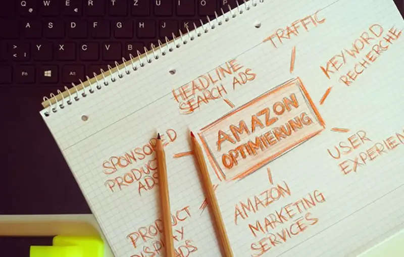 Amazon marketing concept sketch on notepad