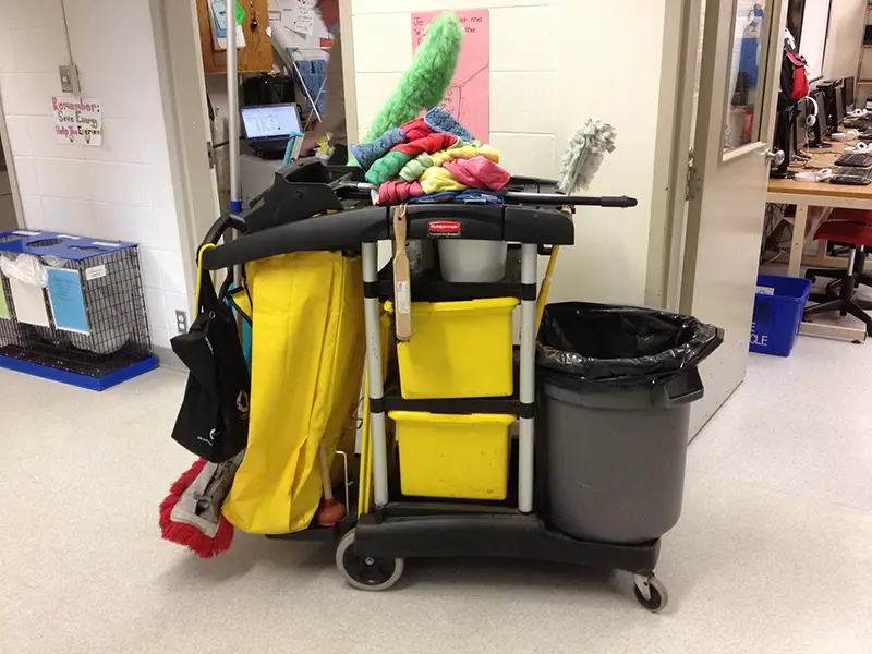 Janitor cart cleaning