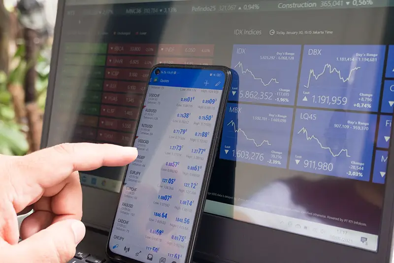 Forex trading using smartphones and laptops