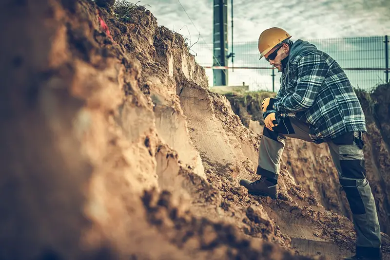 Workman on excavation site