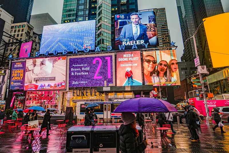 Colorful billboards during night time