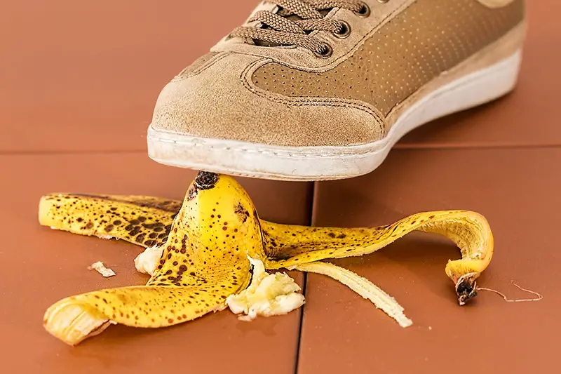 banana on floor - slip and fall