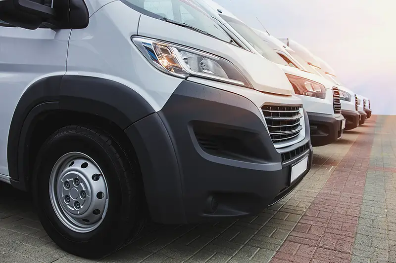 Front end of white van