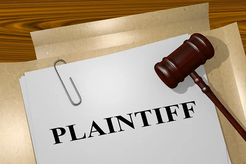 Plaintiff text on white folder