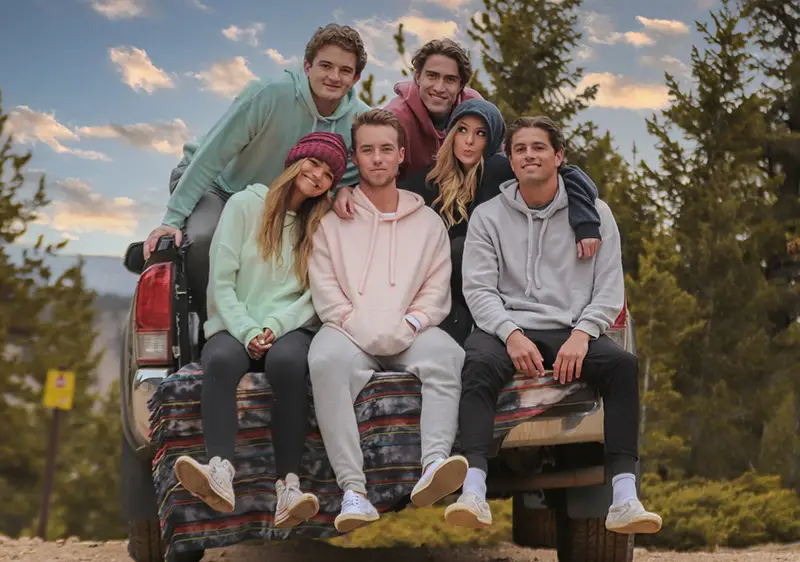 Group of young people wearing hoodies