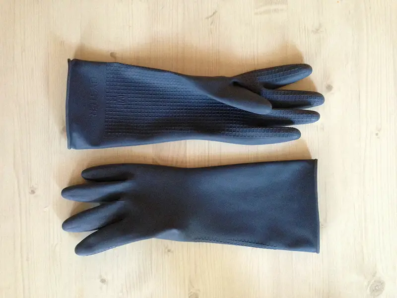 Black rubber gloves