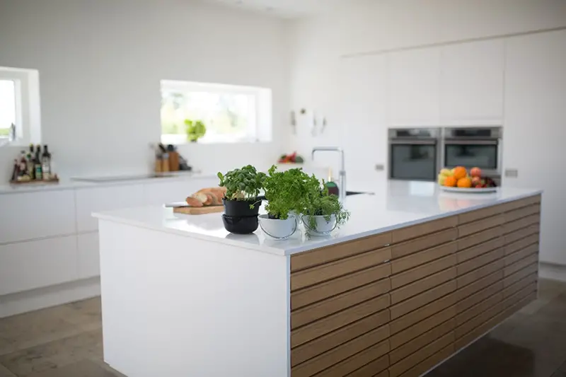 White and neat painted wall kitchen