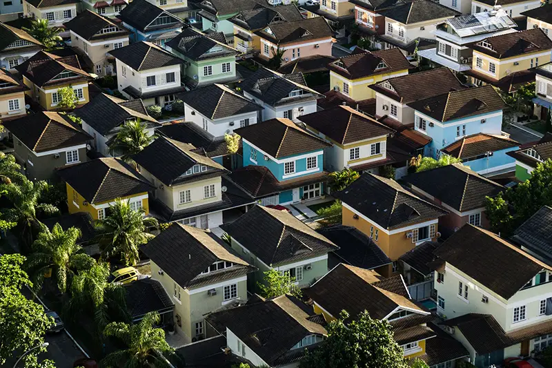 Aerial photography of rural houses