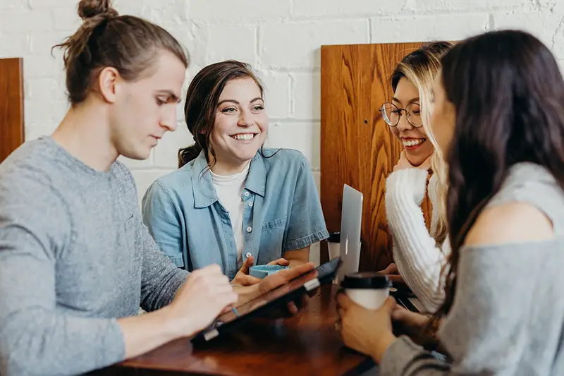 Group of friends at a coffee shop