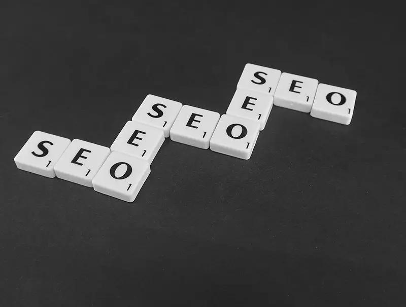 SEO spelt out multiple times using letter blocks