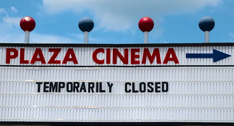Plaza Cinema temporarily closed signage