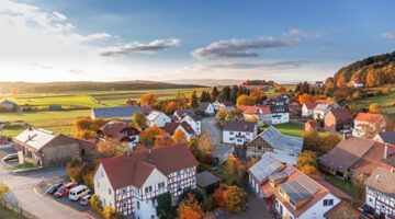 Top view of Houses with brown roof