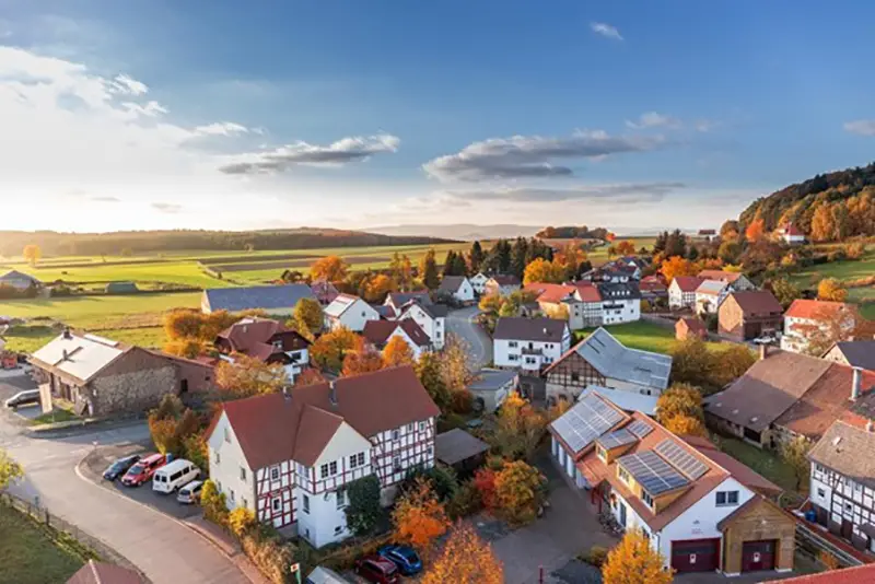 Top view of Houses with brown roof