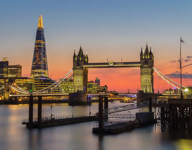 Tower bridge London during night time