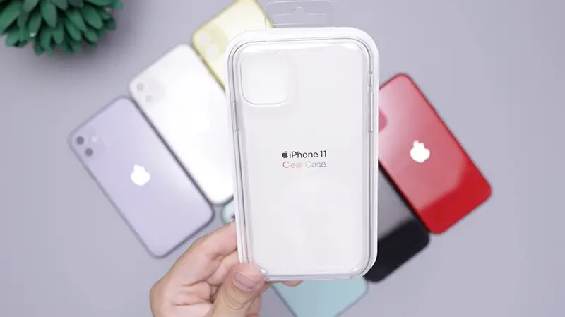 Person holding white iPhone case