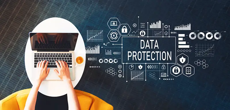 Data protection with person using a laptop