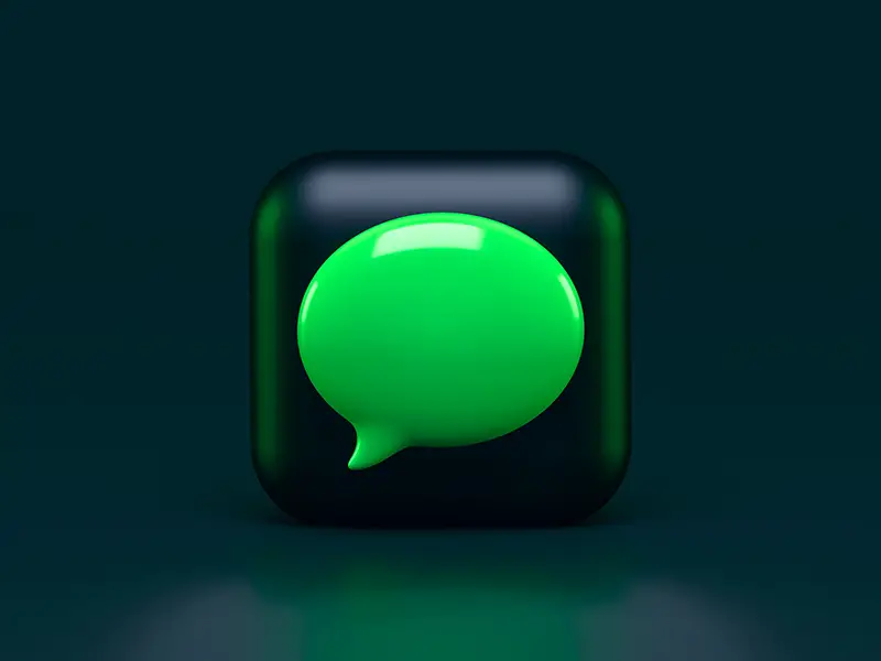 green and blue speech balloon 3D icon