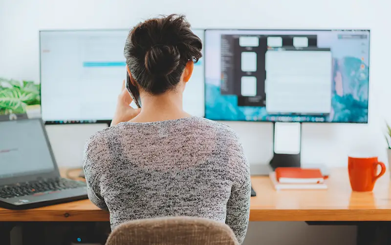 Woman working at home