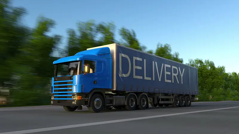 Blue truck for delivery