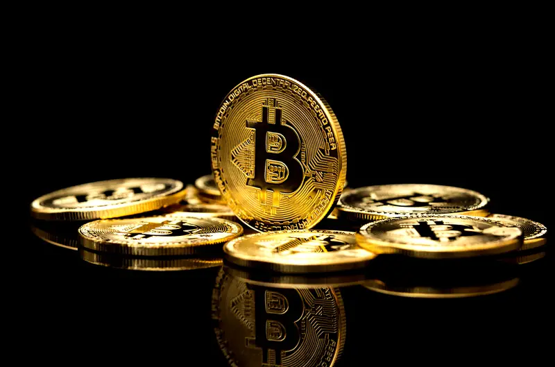 Image of a Bitcoin on a black background