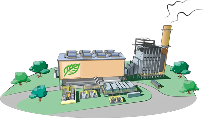 Illustration of green environment plant using electricity