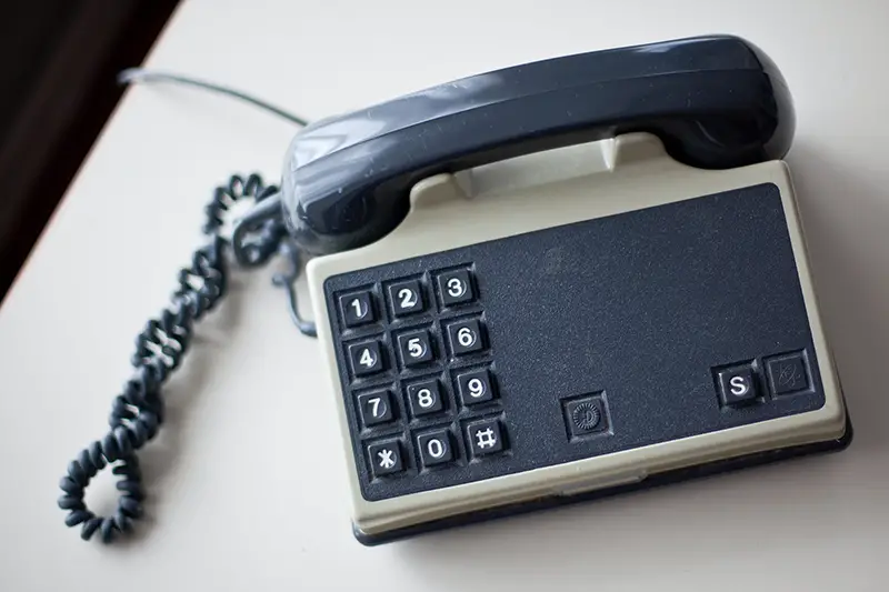 Gray and white home telephone