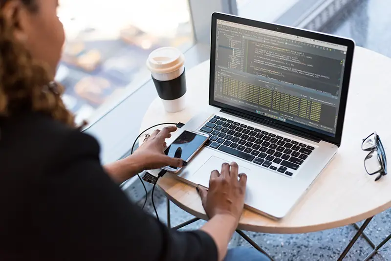 Woman working in front of her laptop