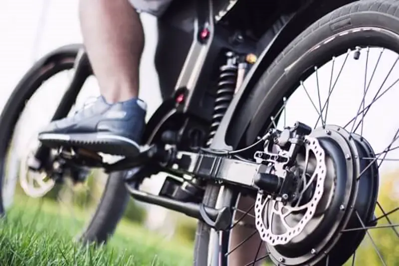 Person riding in electric bicycle